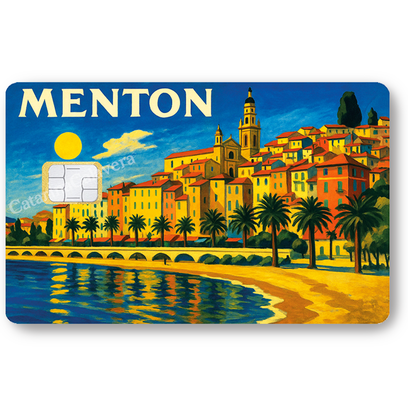 Menton, Autocollant pour carte bancaire, Sticker pour carte bancaire, format US