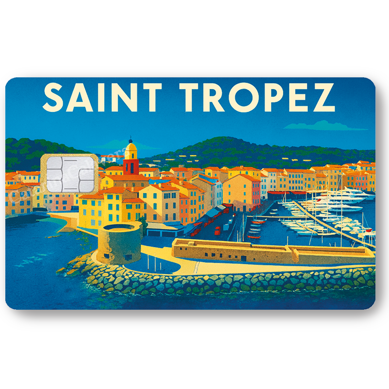 Saint Tropez, Autocollant pour carte bancaire, Sticker pour carte bancaire, format US