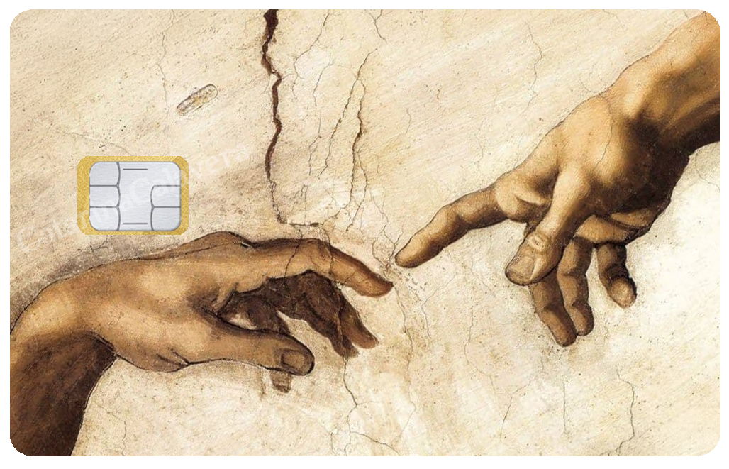 Autocollant pour carte bancaire, Sticker pour carte bancaire, La Création d\'Adam, format US