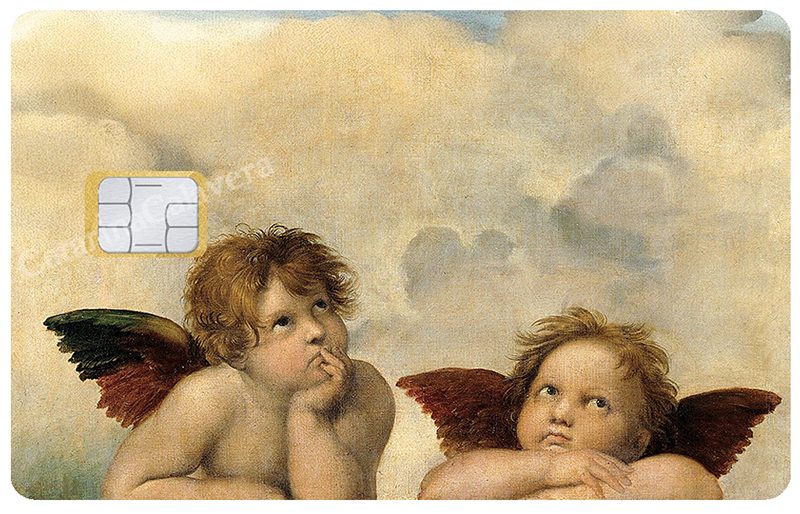 Autocollant pour carte bancaire, Sticker pour carte bancaire, Les angelots de Raphaël, format US