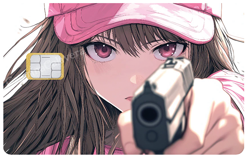 Autocollant pour carte bancaire, Sticker pour carte bancaire, Manga Girl, format US