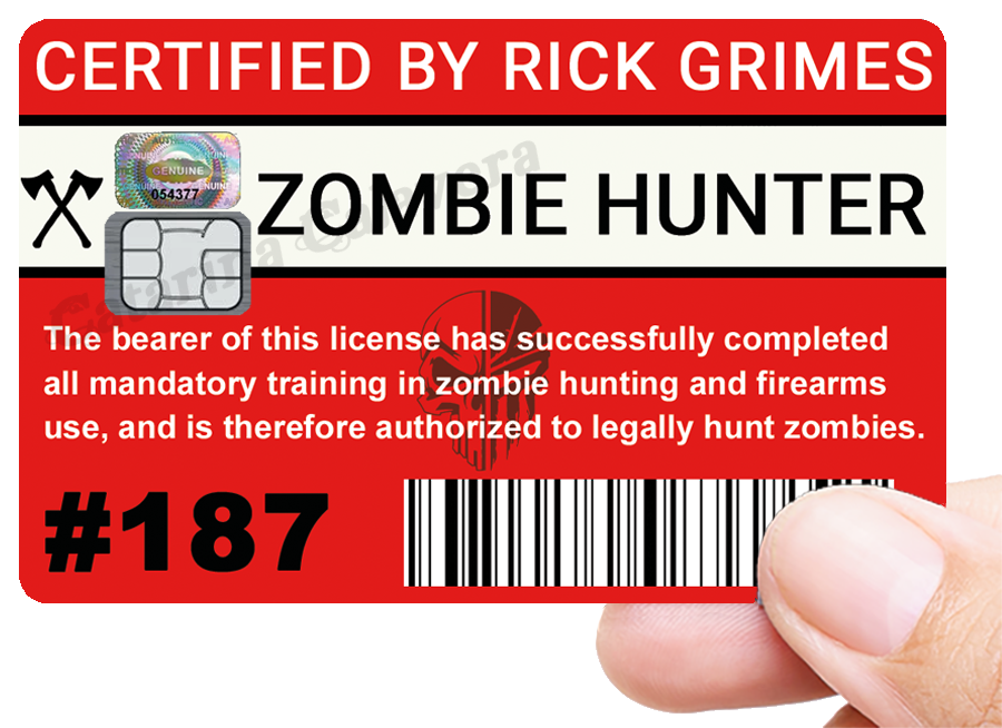 Zombie Hunter, Autocollant pour carte bancaire, Sticker pour carte bancaire, format US