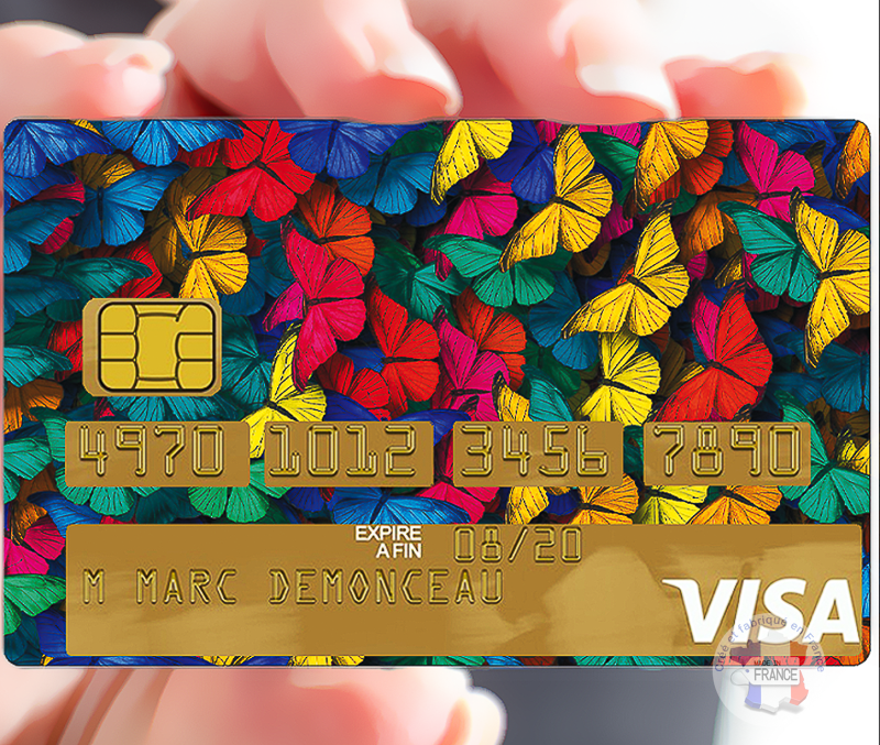 Autocollant pour carte bancaire, Sticker pour carte bancaire, Les papillons - 2 formats de carte bancaire disponibles