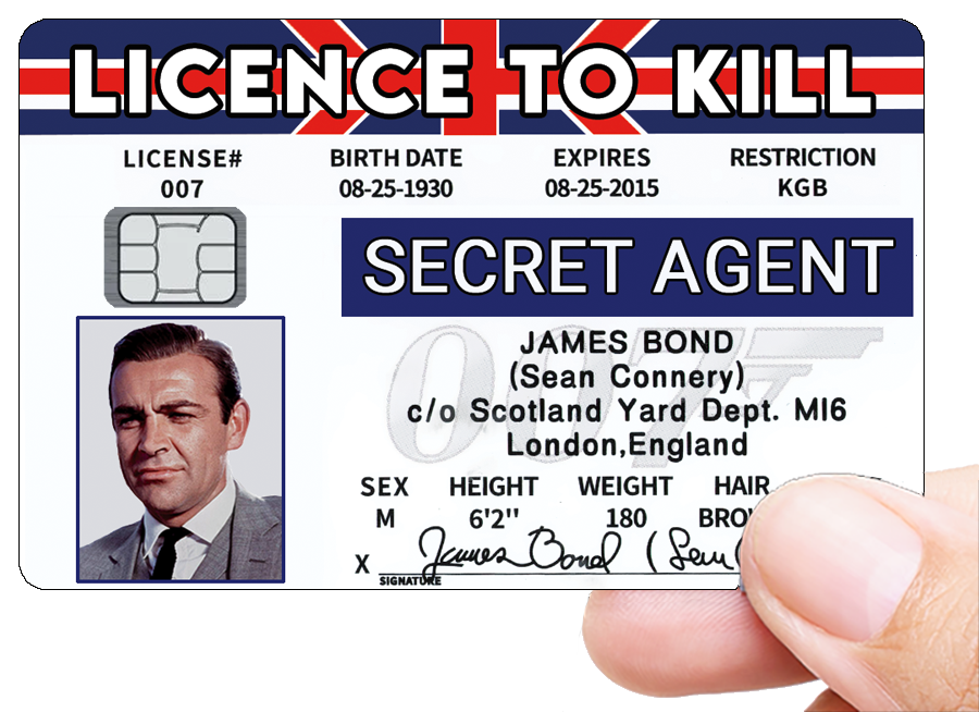 Licence to kill, Autocollant pour carte bancaire, Sticker pour carte bancaire, format US
