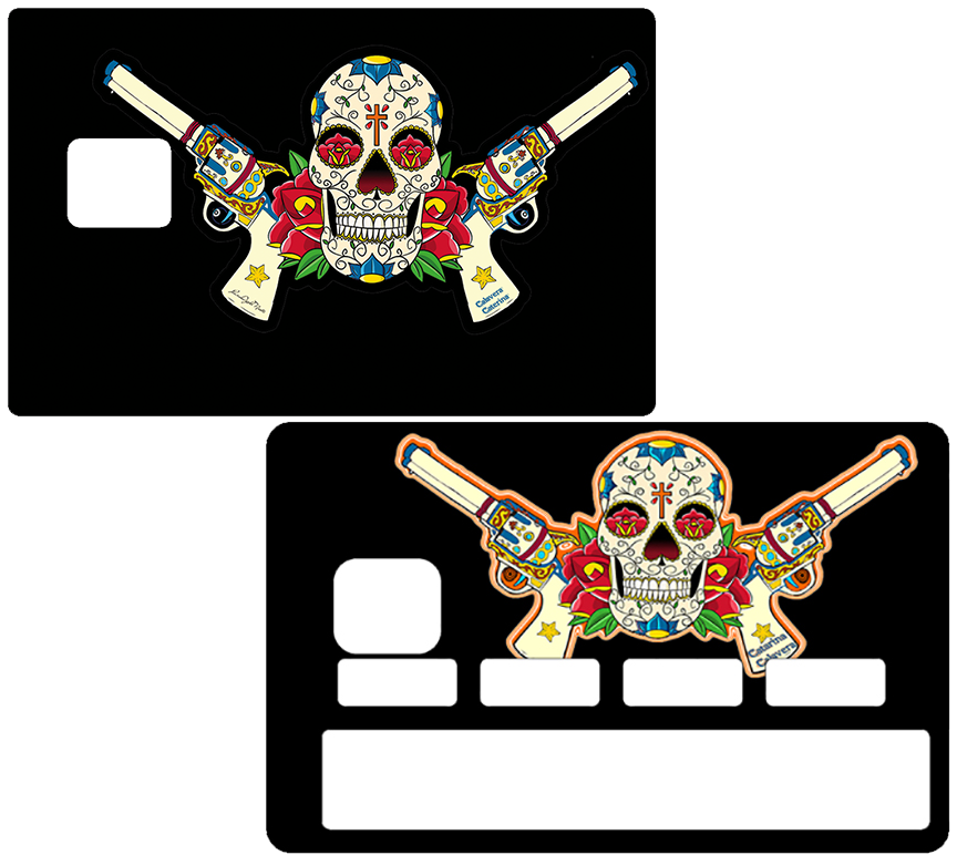 Autocollant pour carte bancaire, Sticker pour carte bancaire, Catarina Calavera, la santa muorte, black