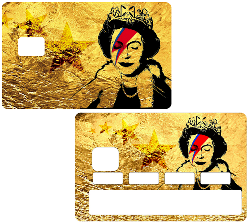 Autocollant pour carte bancaire, Sticker pour carte bancaire, Tribute to Bowie Vs Banksy gold