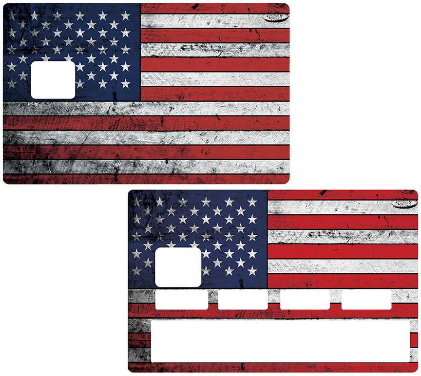 Autocollant pour carte bancaire, Sticker pour carte bancaire, Used American Flag