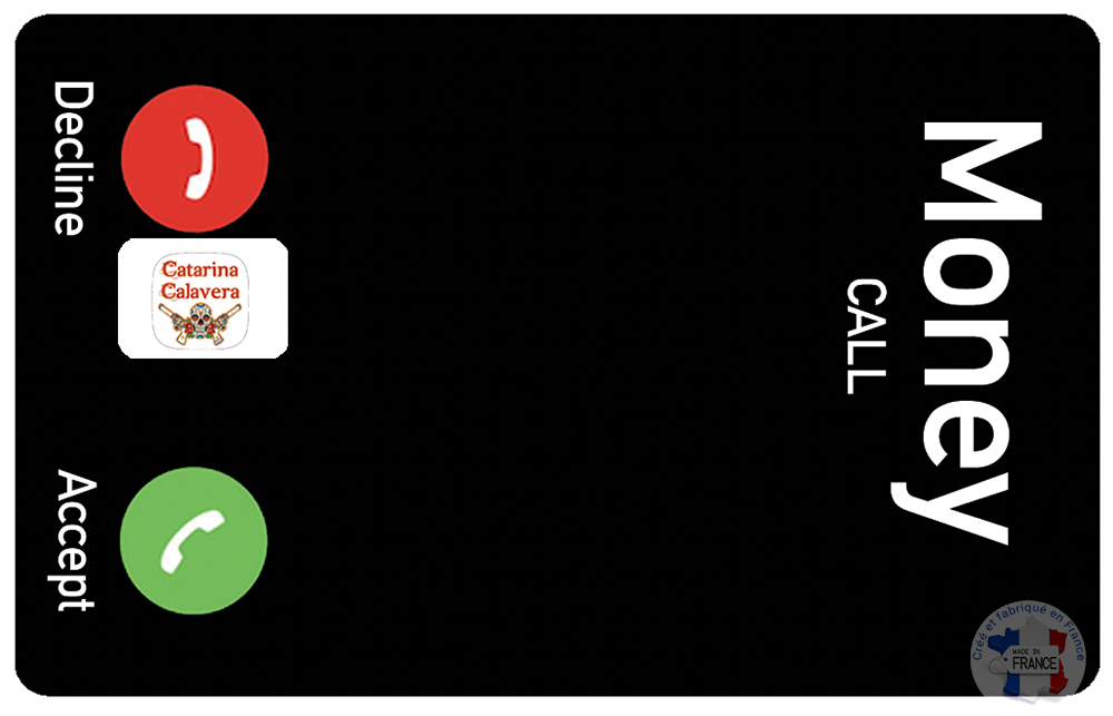 Autocollant pour carte bancaire, Sticker pour carte bancaire, Call Money, format US