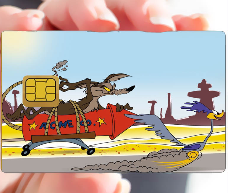 Autocollant pour carte bancaire, Stickers pour carte bancaire, coyote race, format US, Fan Art, édition limitée 100 ex.