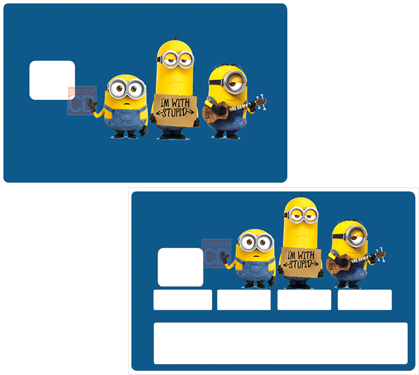 Autocollant pour carte bancaire, Sticker pour carte bancaire, Tribute to Minions Stupides