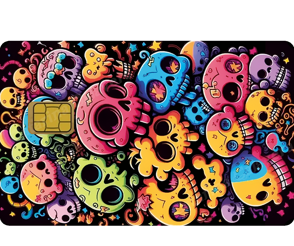 Autocollant pour carte bancaire, Sticker pour carte bancaire, Skeleton, format US