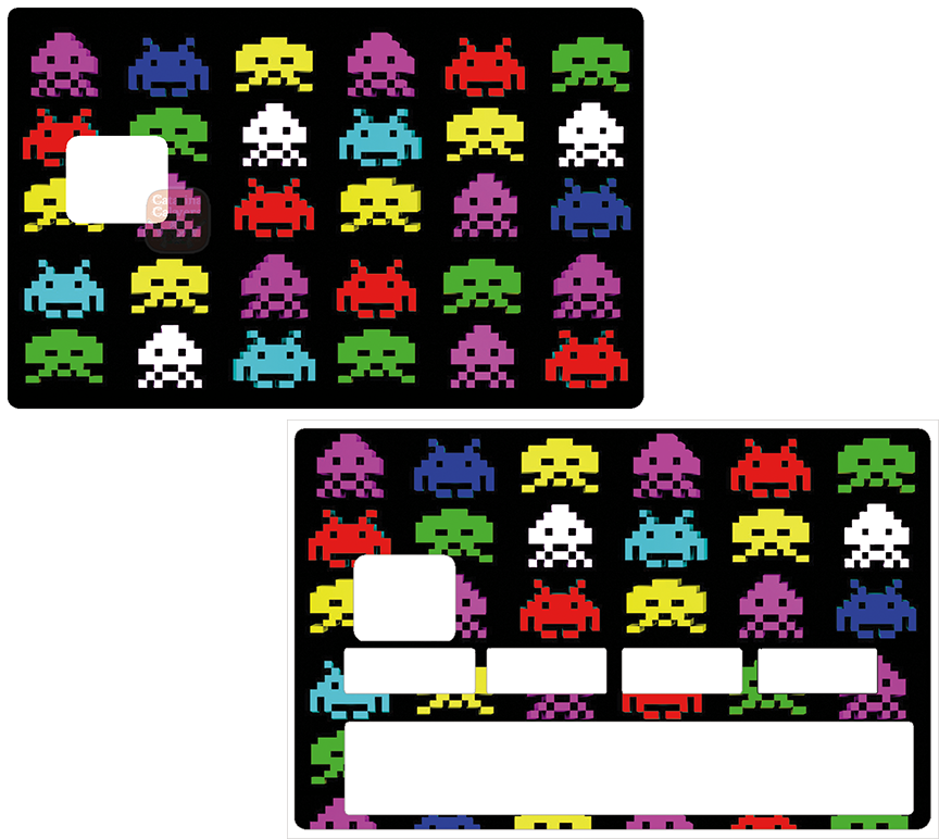 Autocollant pour carte bancaire, Sticker pour carte bancaire, Space invaders