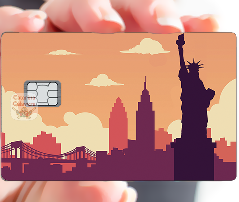Autocollant pour carte bancaire, Stickers pour carte bancaire, NEW YORK, format US