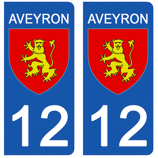 2 stickers pour plaque d\'immatriculation Auto, 12 blason Aveyron