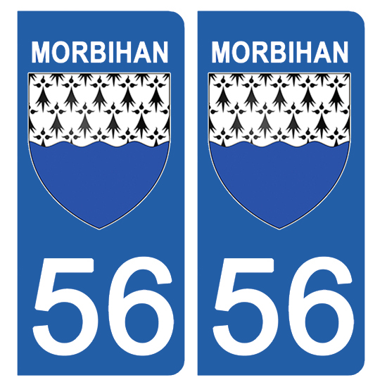 2 stickers pour plaque d\'immatriculation Auto, 56 blason du Morbihan