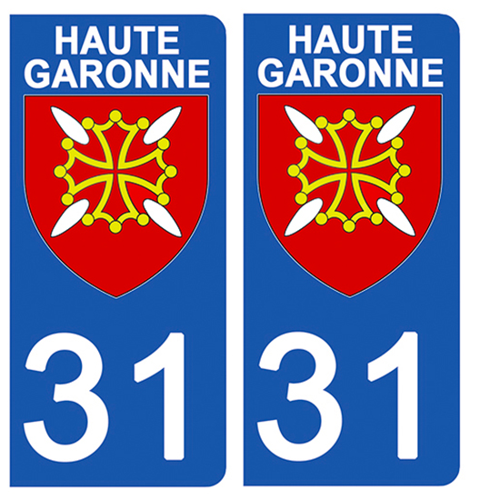 2 stickers pour plaque d\'immatriculation Auto, 31 blason de Haute Garonne