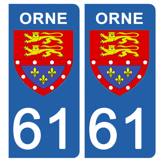 2 stickers pour plaque d\'immatriculation Auto, 61 blason de l\'Orne