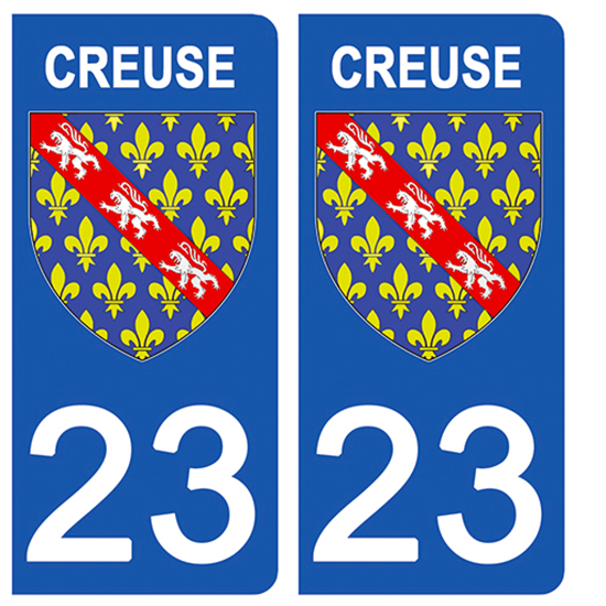 2 stickers pour plaque d\'immatriculation Auto, 23 blason de la Creuse