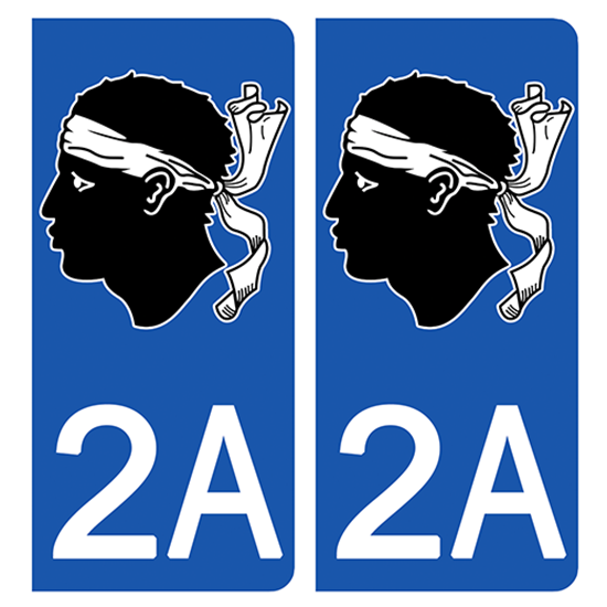 2 stickers pour plaque d\'immatriculation Auto, 2A Corse