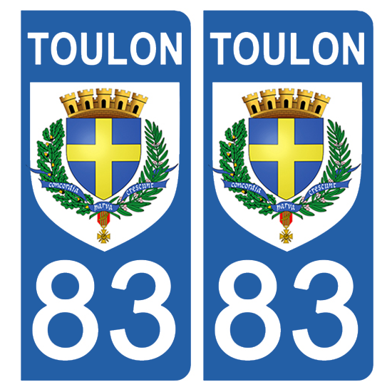 2 stickers pour plaque d\'immatriculation Auto, 83 Var, Toulon