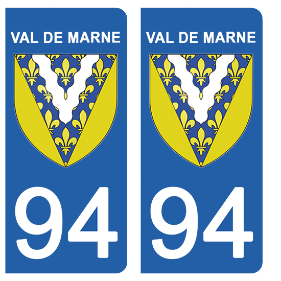 2 stickers pour plaque d\'immatriculation Auto, 94 blason du Val de Marne
