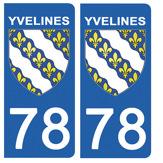 2 stickers pour plaque d\'immatriculation Auto, 78 blason des Yvelines
