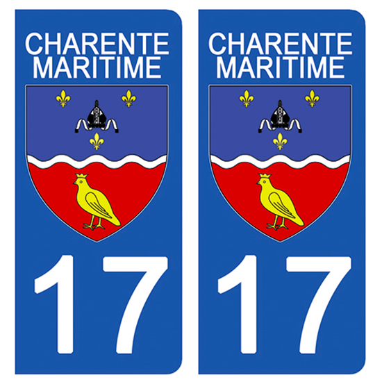 2 stickers pour plaque d\'immatriculation Auto, 17 blason Charente Maritime