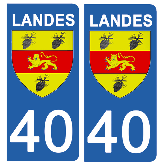 2 stickers pour plaque d\'immatriculation Auto, 40 blason des Landes