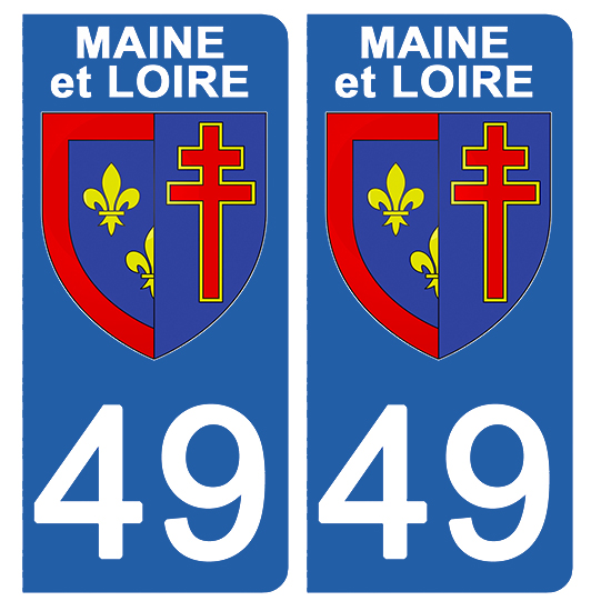 2 stickers pour plaque d\'immatriculation Auto, 49 blason du Maine et Loire