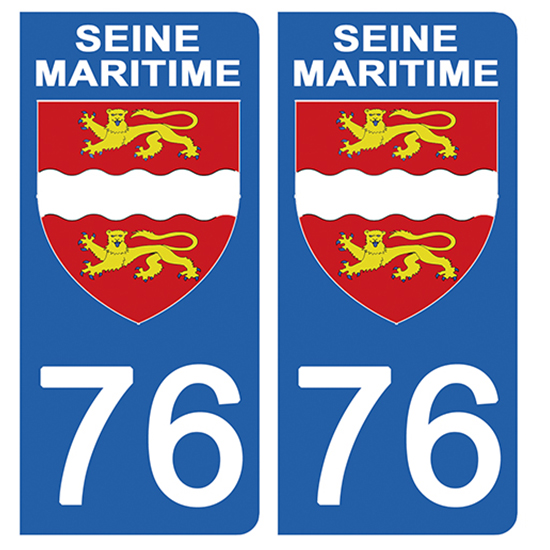 2 stickers pour plaque d\'immatriculation Auto, 76 blason de la Seine Maritime