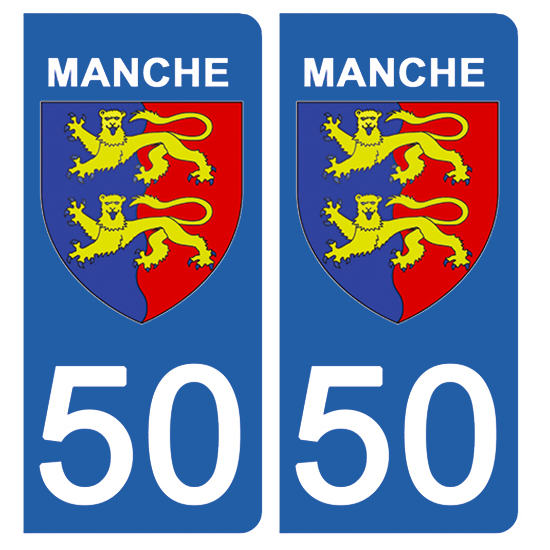 2 stickers pour plaque d\'immatriculation Auto, 50 blason de la Manche