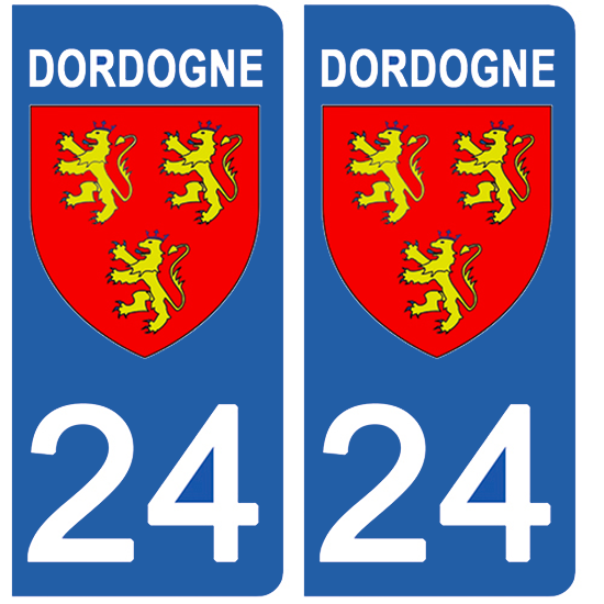 2 stickers pour plaque d\'immatriculation Auto, 24 blason Dordogne