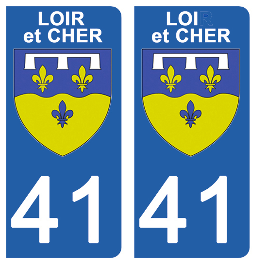 2 stickers pour plaque d\'immatriculation Auto, 41 blason du Loir et Cher
