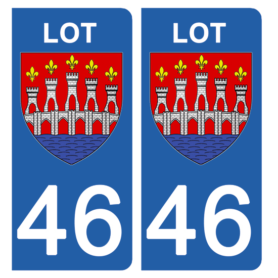 2 stickers pour plaque d\'immatriculation Auto, 46 blason du Lot
