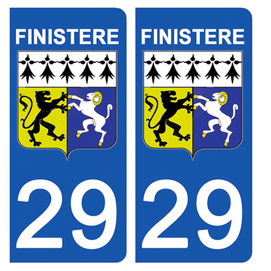 2 stickers pour plaque d\'immatriculation Auto, 29 blason du Finistère