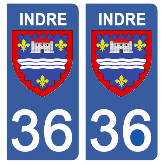 2 stickers pour plaque d\'immatriculation Auto, 36 blason de l\'Indre