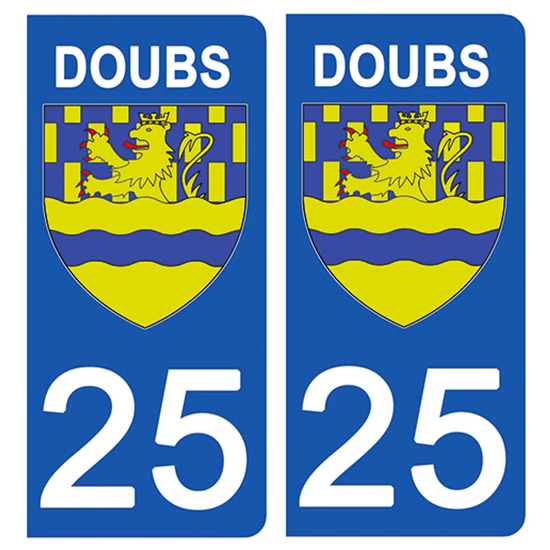 2 stickers pour plaque d\'immatriculation Auto, 25 blason du Doubs