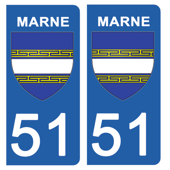 2 stickers pour plaque d\'immatriculation Auto, 51 blason de la Marne