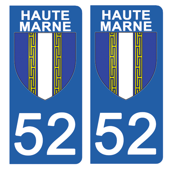 2 stickers pour plaque d\'immatriculation Auto, 52 blason de Haute-Marne