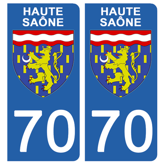 2 stickers pour plaque d\'immatriculation Auto, 70 blason de Haute Saône