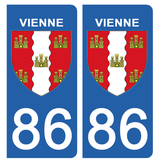 2 stickers pour plaque d\'immatriculation Auto, 86 blason de la Vienne