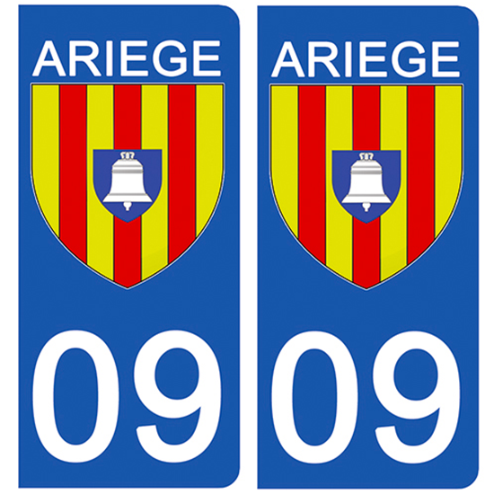 2 stickers pour plaque d\'immatriculation Auto, 09 blason de l\'Ariège