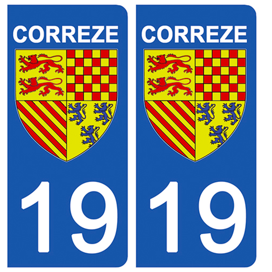 2 stickers pour plaque d\'immatriculation Auto, 19 blason Corrèze