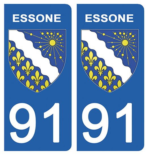 2 stickers pour plaque d\'immatriculation Auto, Dept. 91