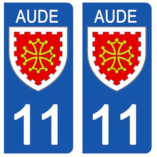 2 stickers pour plaque d\'immatriculation Auto, 11 blason Aude