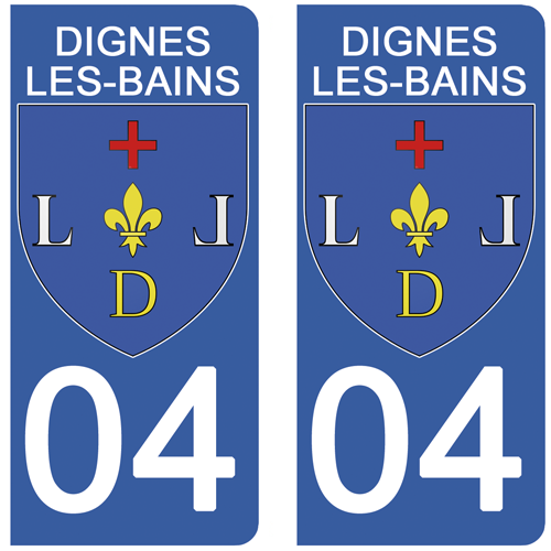2 stickers pour plaque d\'immatriculation Auto, 04 blason des Alpes de Hautes Provence