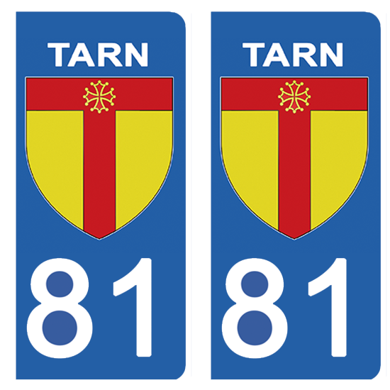 2 stickers pour plaque d\'immatriculation Auto, 81 blason du Tarn