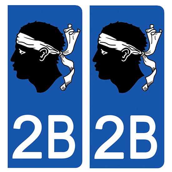 2 stickers pour plaque d\'immatriculation Auto, 2B corse