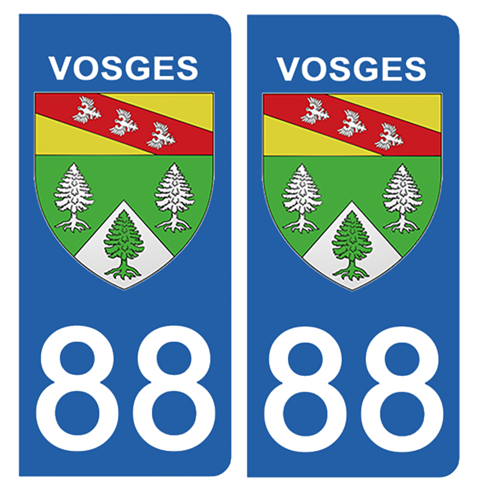 2 stickers pour plaque d\'immatriculation Auto, 88 blason des Vosges