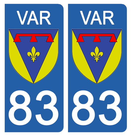 2 stickers pour plaque d\'immatriculation Auto, 83 blason du Var